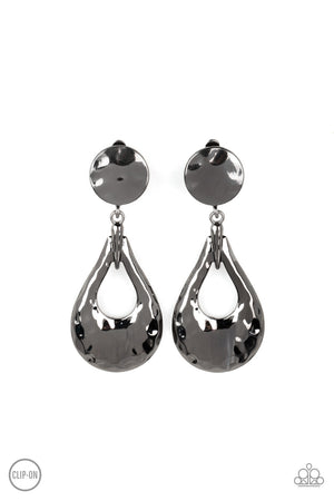 Paparazzi Metallic Magic - Black Clip-On Earrings