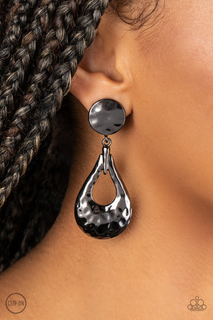 Paparazzi Metallic Magic - Black Clip-On Earrings