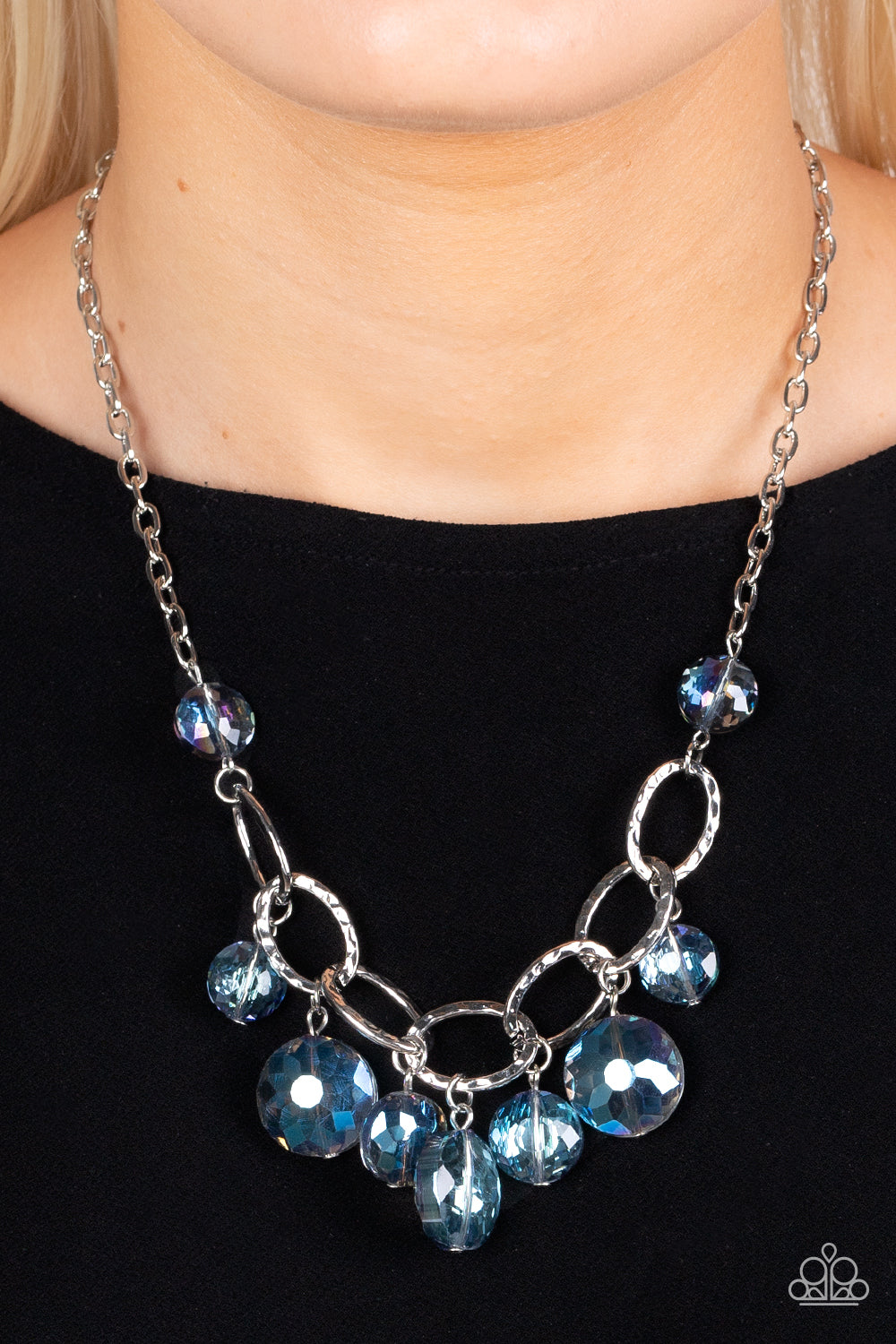Paparazzi Rhinestone River - Blue Necklce