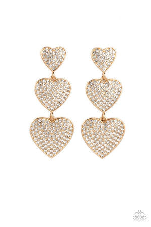 Paparazzi Couples Retreat - Gold Earrings