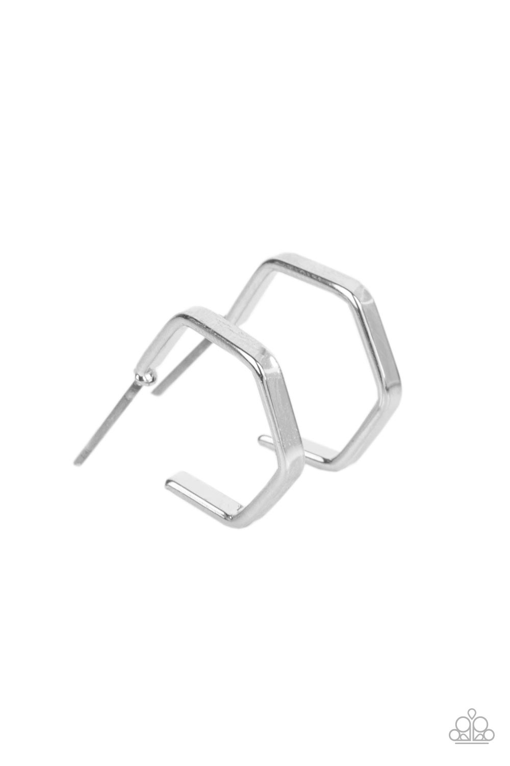Paparazzi Haute Hexagons - Silver Mini Hoops
