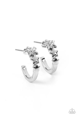 Paparazzi Starfish Showpiece - White Mini Hoop Earrings