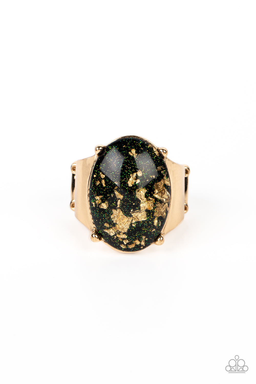 Paparazzi Gold Leaf Glam - Black Ring