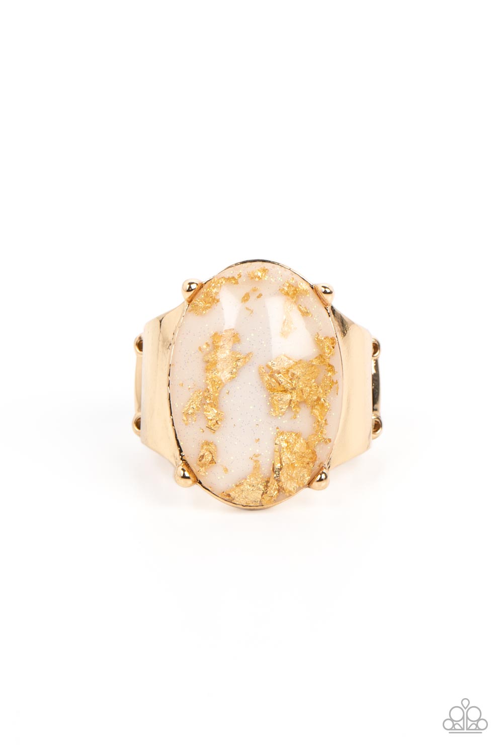Paparazzi Gold Leaf Glam - White Ring