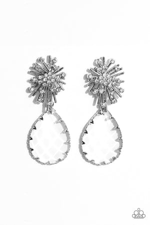 Paparazzi Stellar Shooting Star - White Earrings
