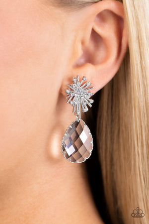 Paparazzi Stellar Shooting Star - White Earrings