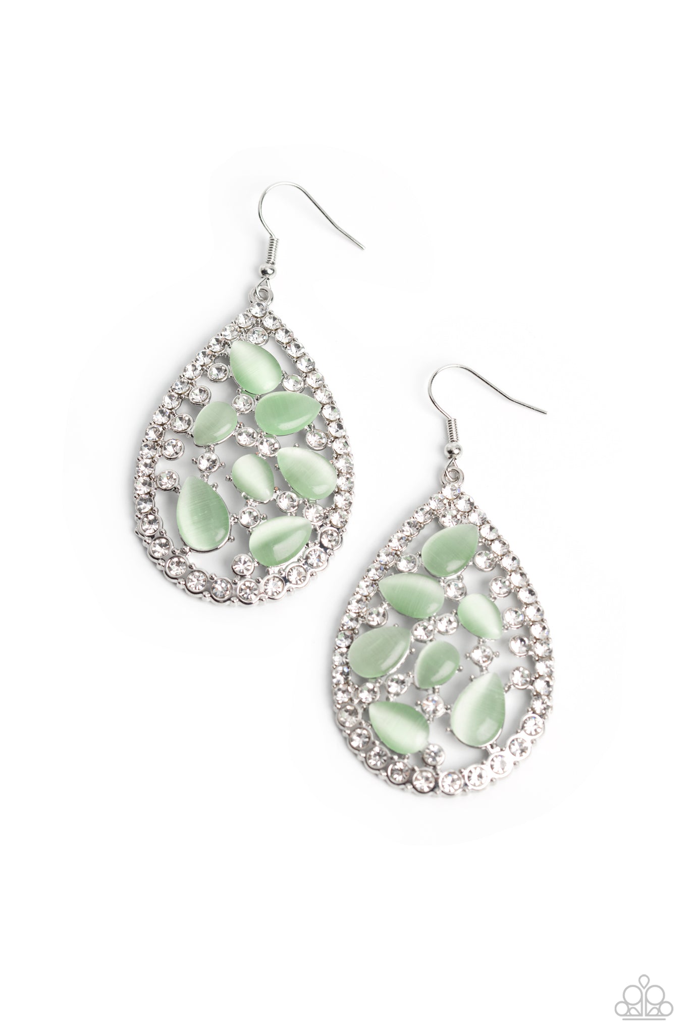 Paparazzi Cats Eye Class - Green Earrings