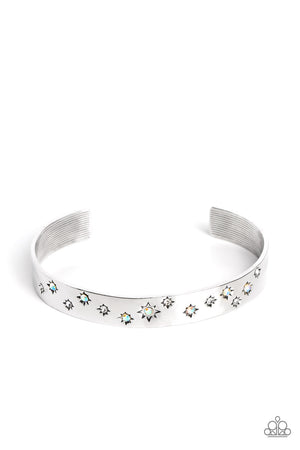 Paparazzi Starburst Shimmer - White Cuff Bracelet