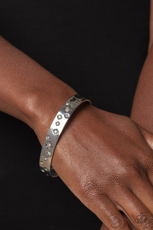 Paparazzi Starburst Shimmer - White Cuff Bracelet
