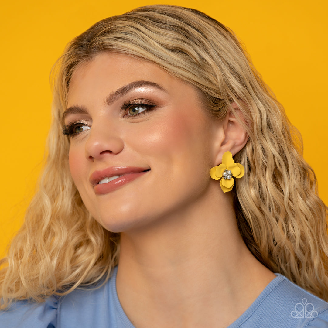 Paparazzi Jovial Jasmine - Yellow Earrings