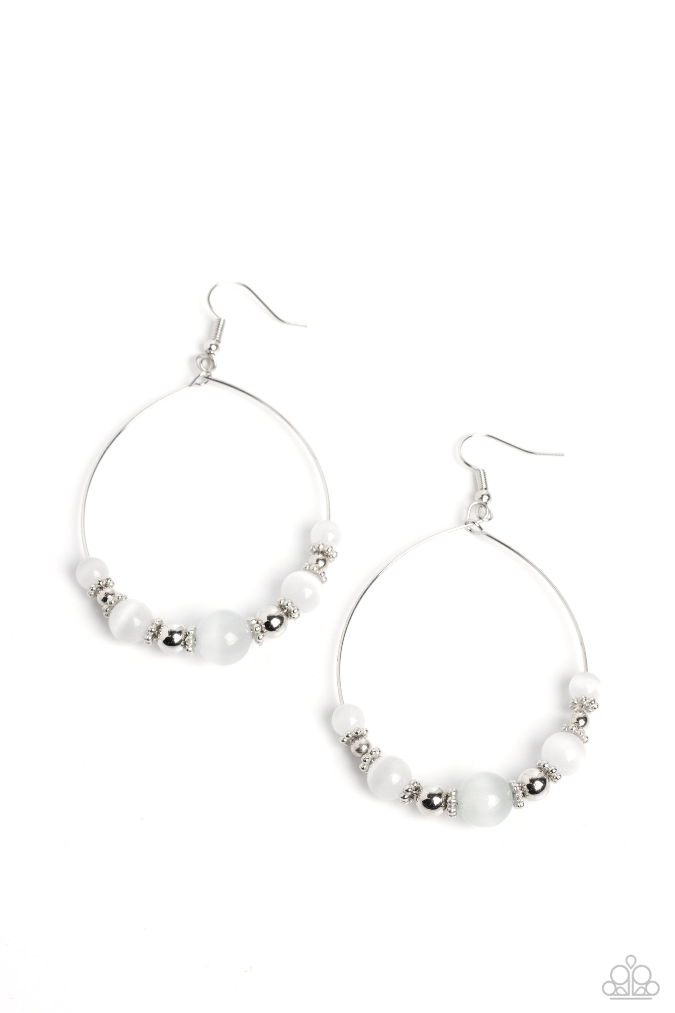 Paparazzi Cats Eye Charisma - White Earrings