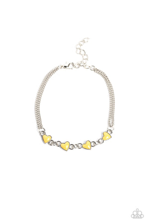 Paparazzi Smitten Sweethearts - Yellow Bracelet
