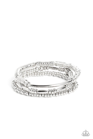 Paparazzi Monochromatic Medley - Silver Bracelet