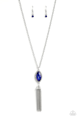 Paparazzi Tassel Tabloid - Blue Necklace