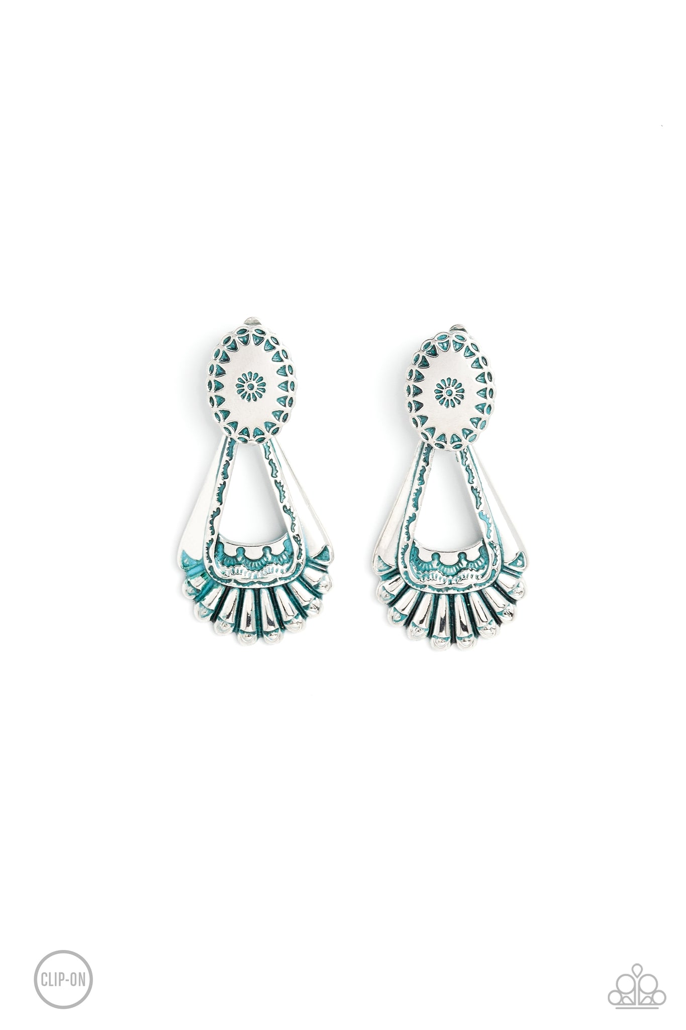 Paparazzi Casablanca Chandeliers - Blue Clip-On Earrings