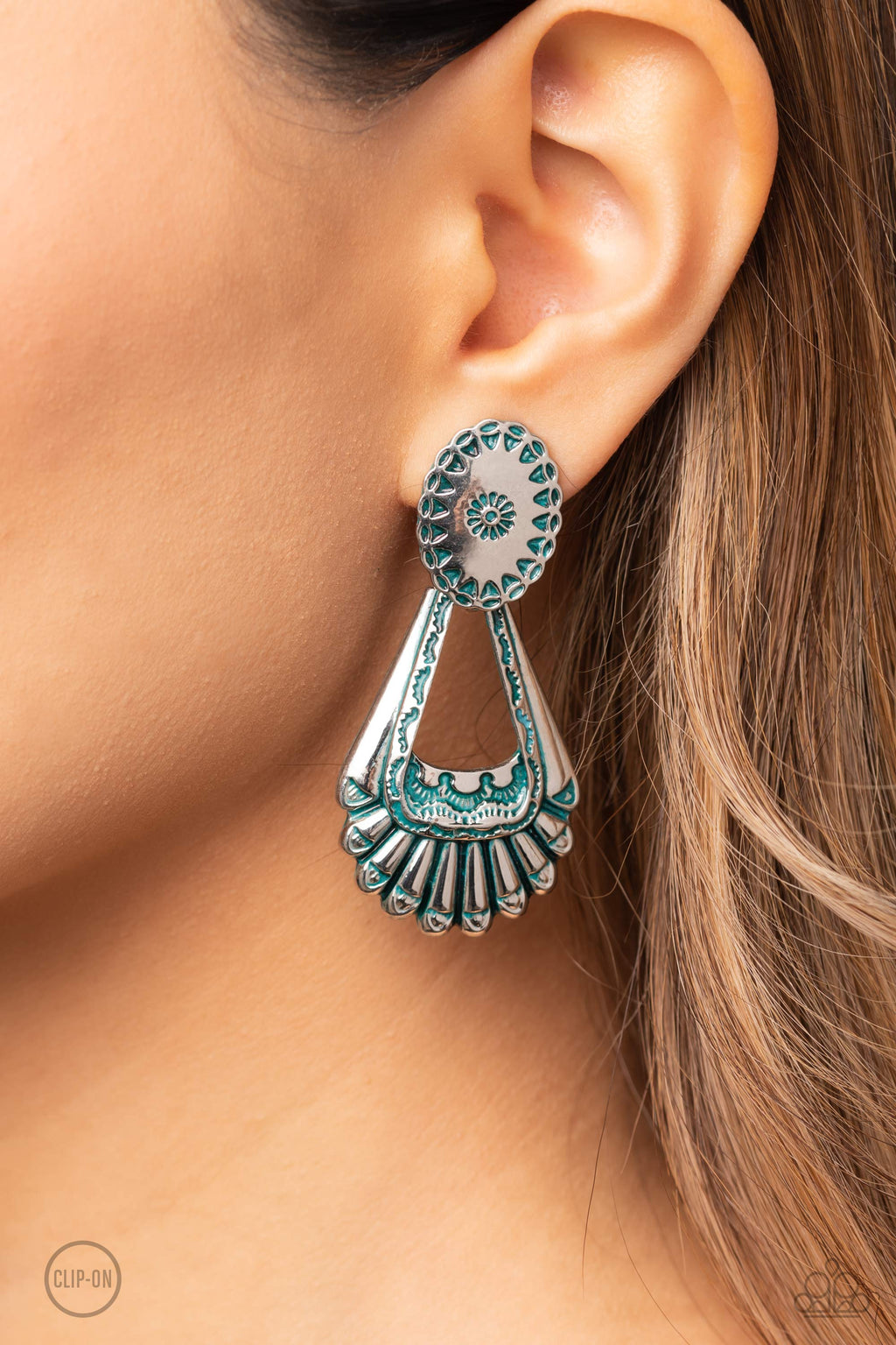 Paparazzi Casablanca Chandeliers - Blue Clip-On Earrings