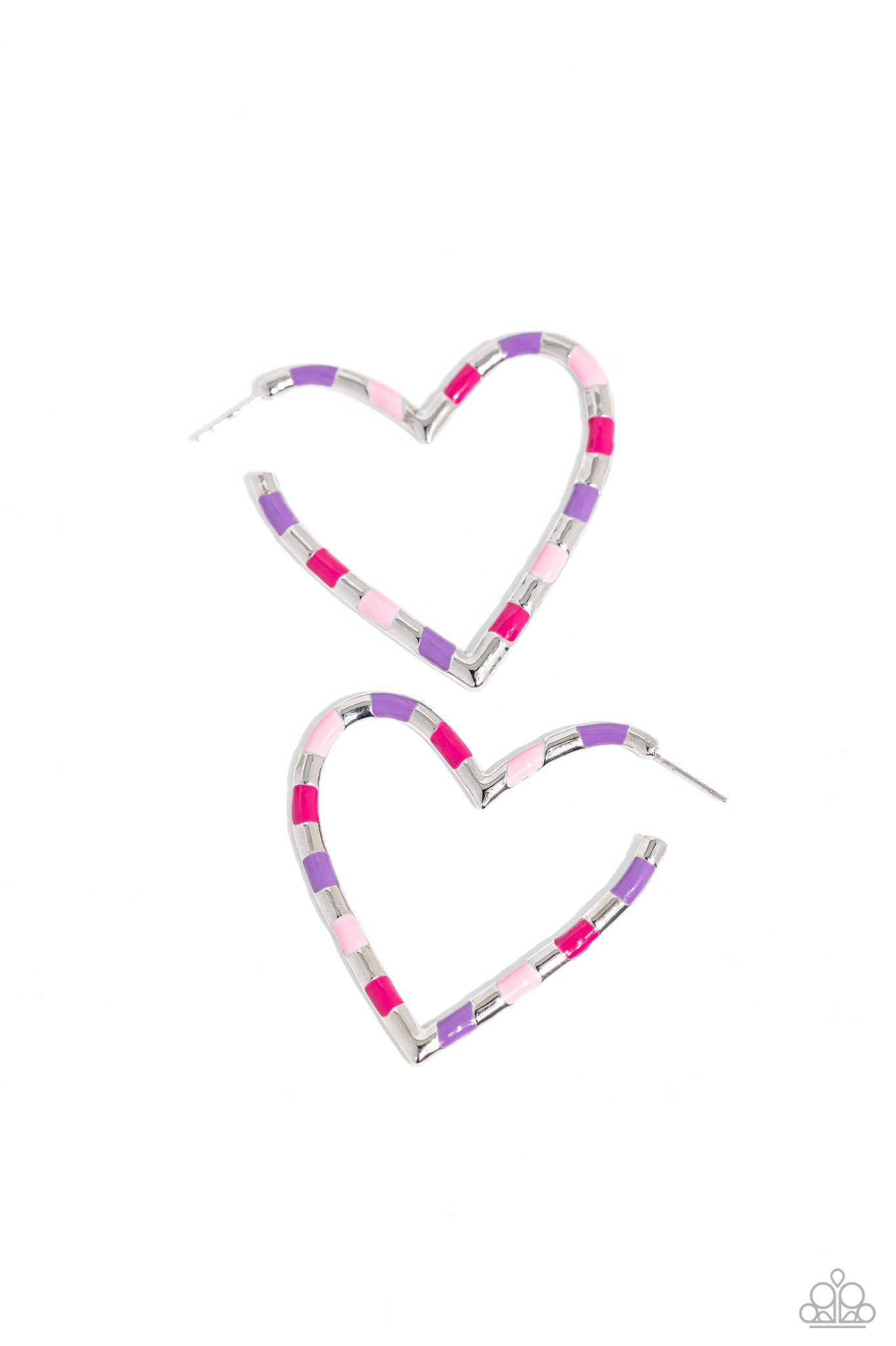 Paparazzi Striped Sweethearts - Pink Earrings