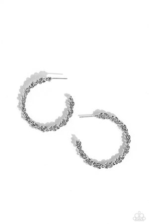 Paparazzi Braided Bravado - Silver Earrings