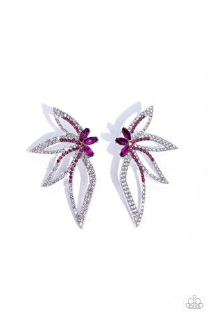 Paparazzi Life of the Party Exclusive January 2024 - Twinkling Tulip Pink Earrings