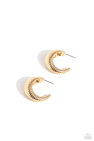 Paparazzi Textured Tenure - Gold Earrings