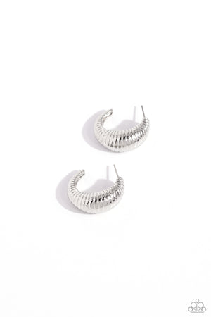 Paparazzi Textured Tenure - Silver Earrings