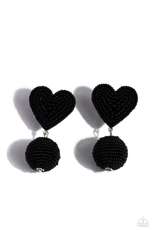 Paparazzi Spherical Sweethearts - Black Earrings