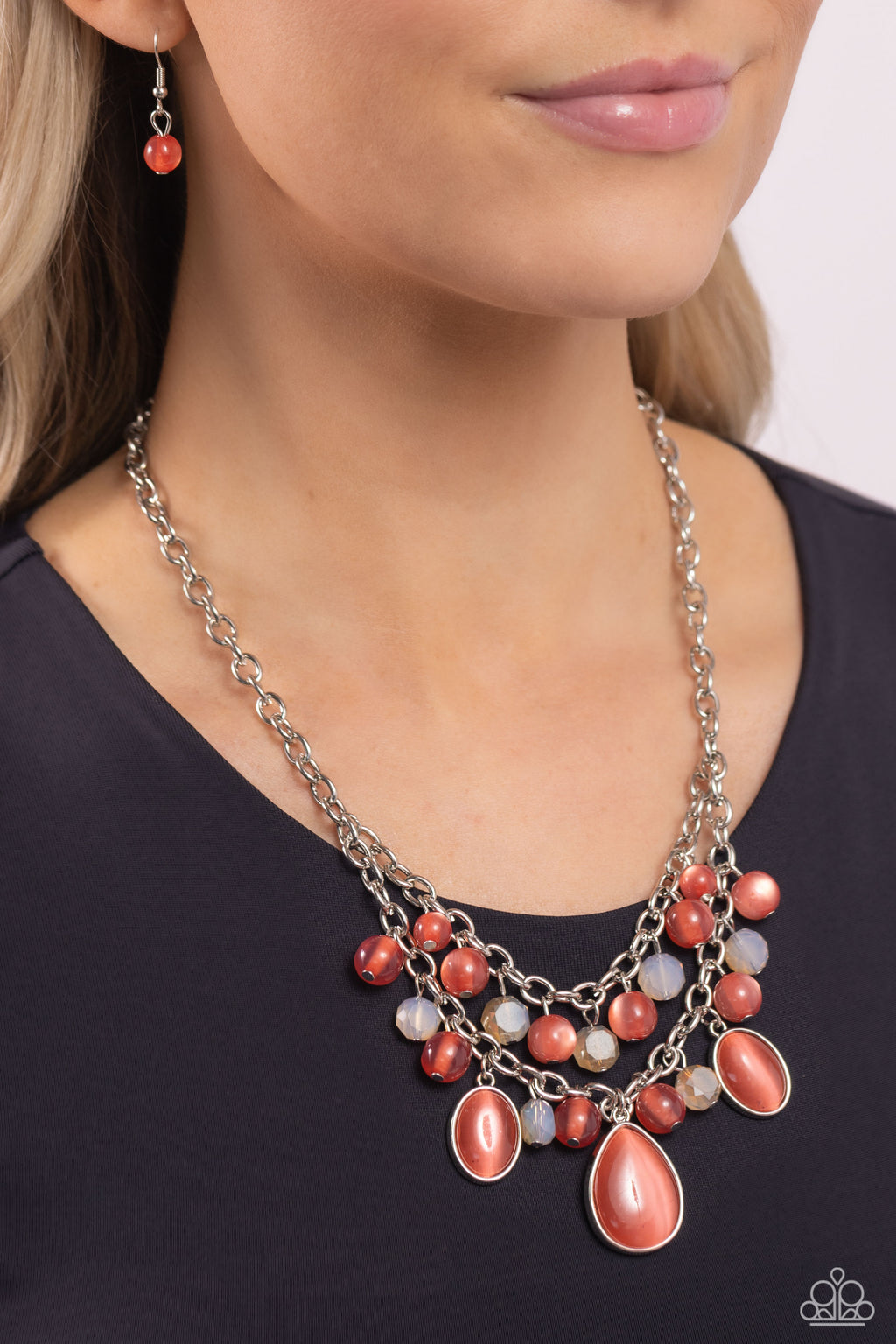 Paparazzi Dewy Disposition - Orange Necklace