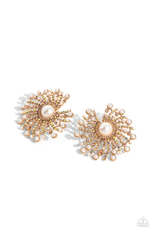 Paparazzi Fancy Fireworks - Gold Earrings