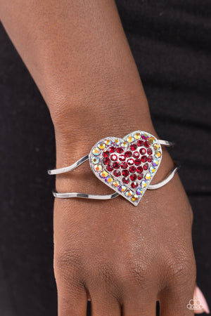 Paparazzi Flirtatious Finale - Red Iridescent Bracelet