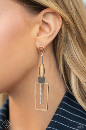 Paparazzi Clear the SQUARE - Gold Earrings