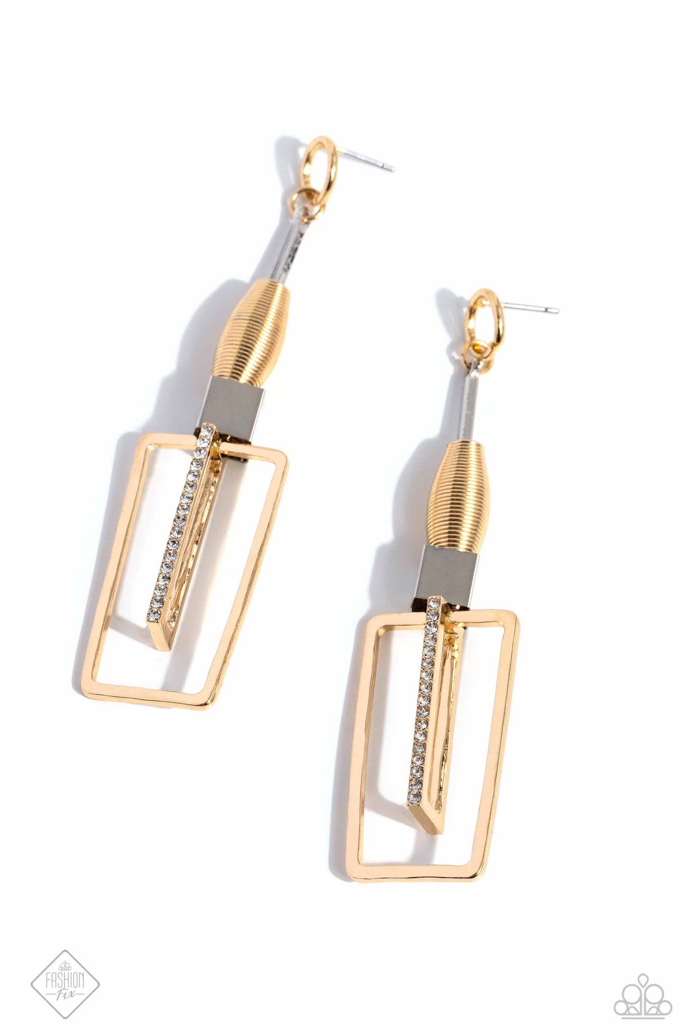 Paparazzi Clear the SQUARE - Gold Earrings