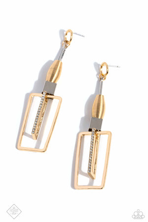 Paparazzi Clear the SQUARE - Gold Earrings