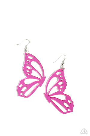 Paparazzi WING of the World - Pink Earrings