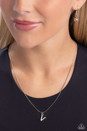 Paparazzi Seize the Initial - Silver Necklace - Letter V