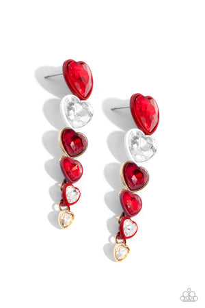 Paparazzi Cascading Casanova - Red Earrings