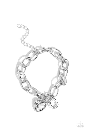 Paparazzi Guess Now Its INITIAL - White Bracelet Letter C