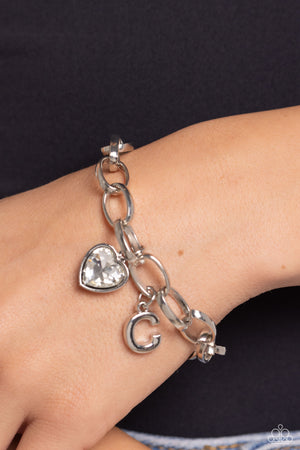 Paparazzi Guess Now Its INITIAL - White Bracelet Letter C