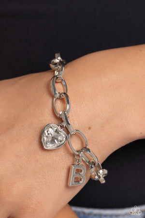 Paparazzi Guess Now Its INITIAL - White Bracelet Letter B