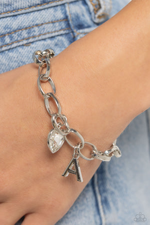 Paparazzi Guess Now Its INITIAL - White Bracelet Letter  A