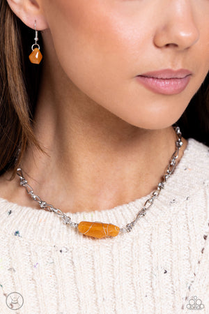 Paparazzi Cavern Class Orange Choker & Whimsically Wrapped Orange Bracelet