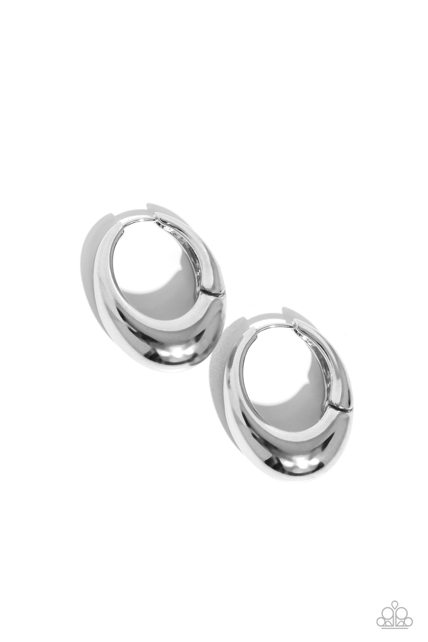 Paparazzi Oval Official - Silver Mini Hoops