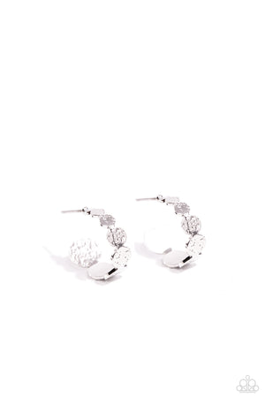 Paparazzi Textured Tease - Silver Ear Hoop Curls