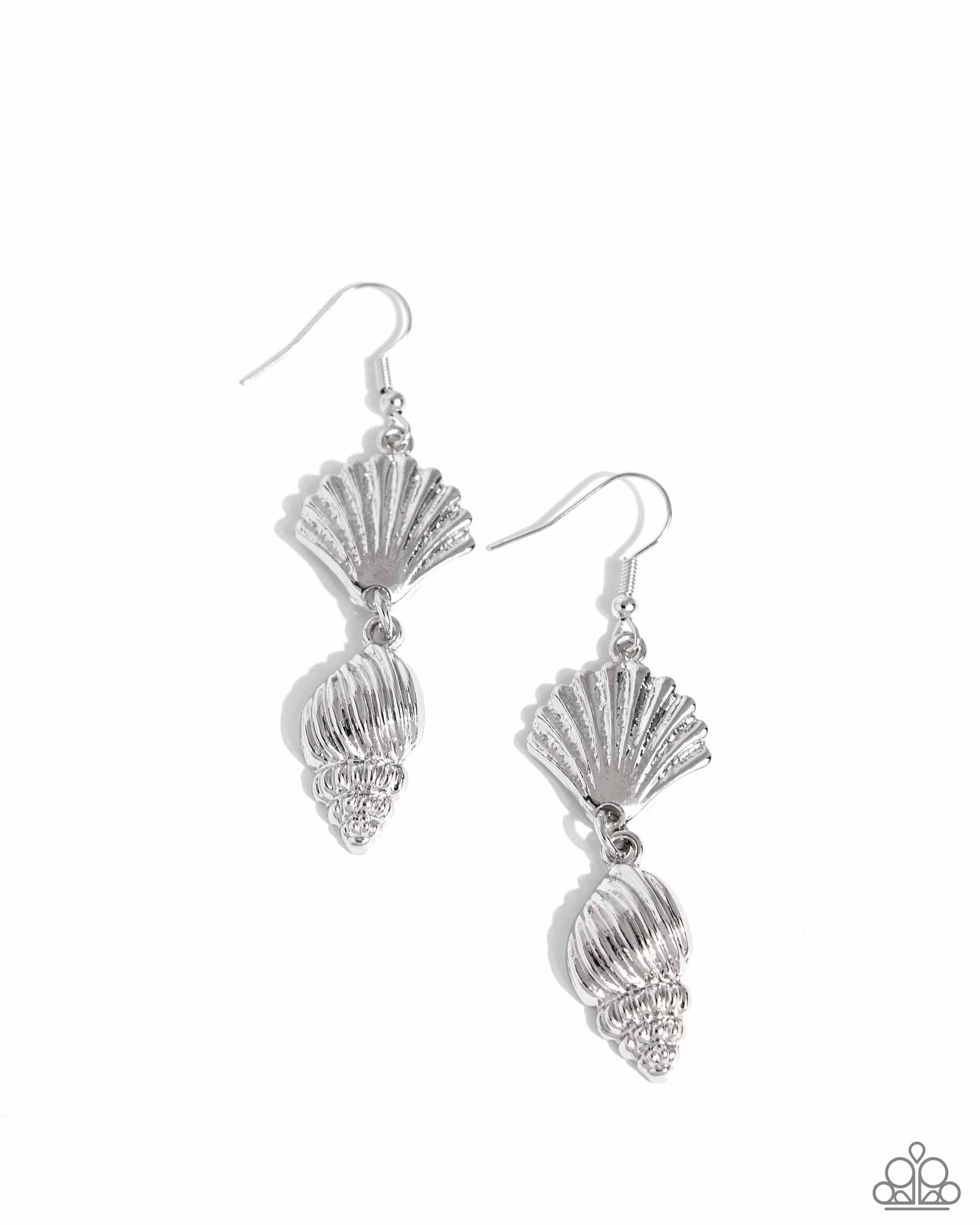 Paparazzi SHELL, I Was In the Area - Silver Earrings