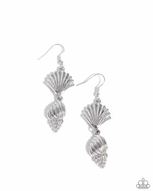Paparazzi SHELL, I Was In the Area - Silver Earrings