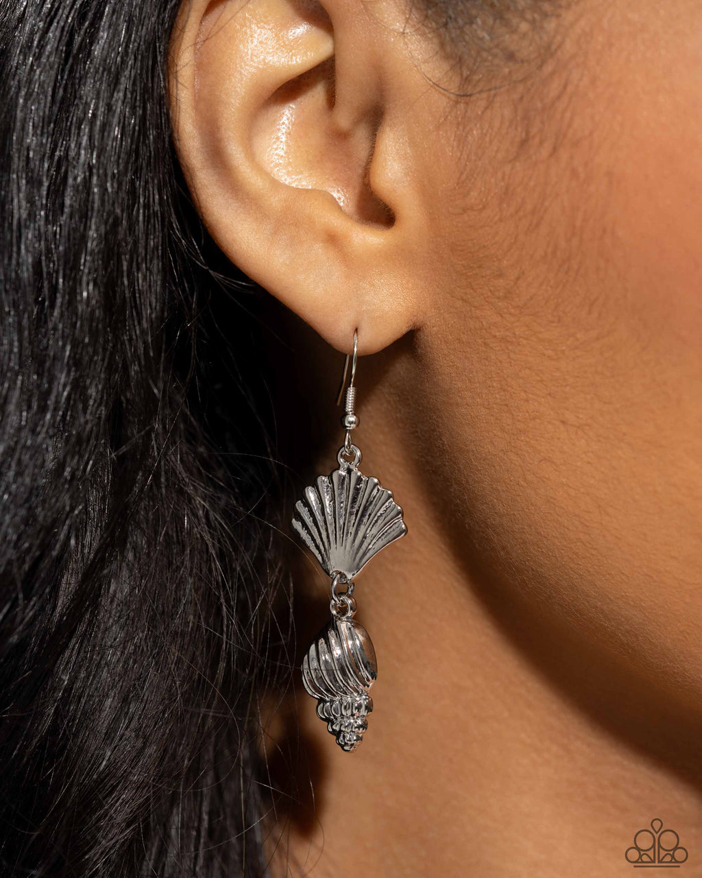 Paparazzi SHELL, I Was In the Area - Silver Earrings