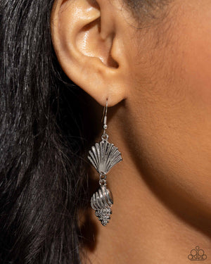 Paparazzi SHELL, I Was In the Area - Silver Earrings