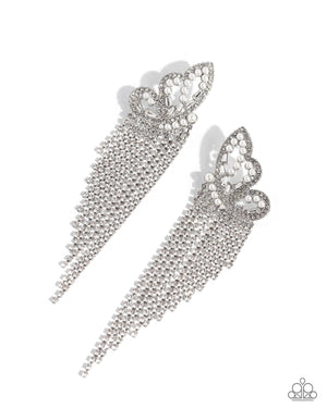 Paparazzi Aerial Accent - White Earrings