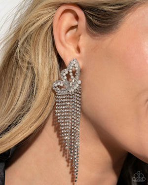Paparazzi Aerial Accent - White Earrings