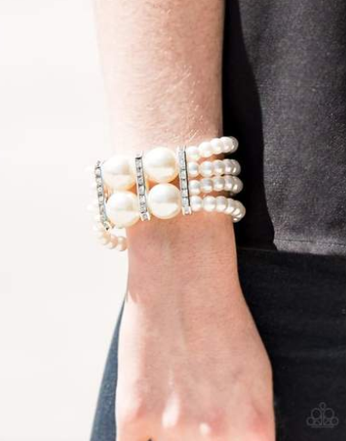 Paparazzi Romanced Remix - White Pearl Bracelet - Spellbound Jewelz