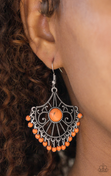 Paparazzi Stone Lagoon - Orange Earrings - Spellbound Jewelz